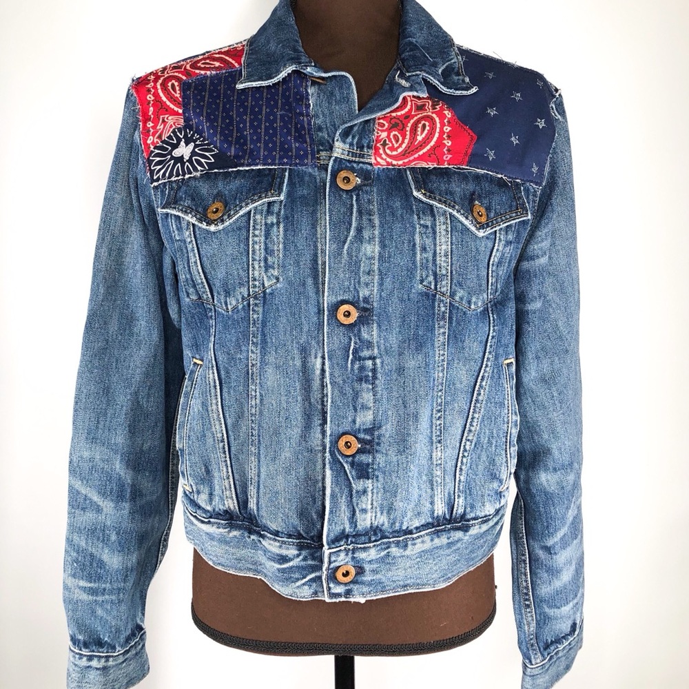 POLO RALPH LAUREN Womens Embroidered Denim Jacket Blue Size S
